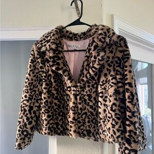 Leopard soft faux fur coat